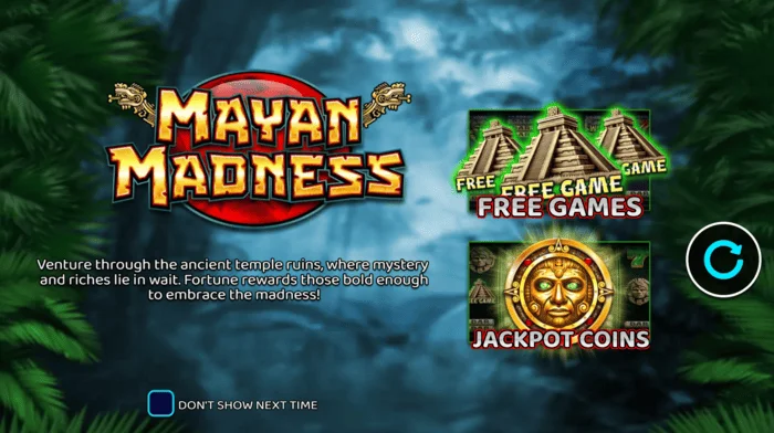 Mayan Madness - huvudmeny med Maya-tema